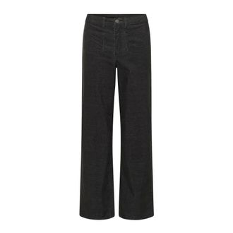 Kaffe Black Oyster Straight-Leg Trousers - female - Kaffe - Wide Jeans - Black - 2XL - Jeans