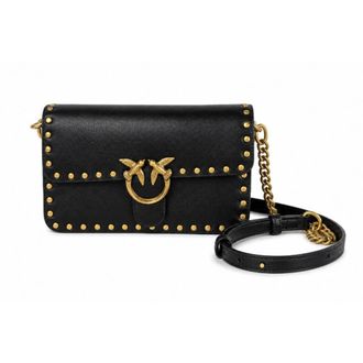 Pinko Love One Crossbody Bag - Dames - Schoudertassen - Zwart - ONE Size - Leer - Tassen