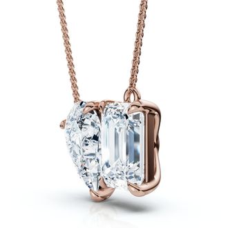 Pompeii3 2Ct Toi Et Moi Pear and Emerald Diamond Pendant 14k Gold 18 Necklace Lab Grown