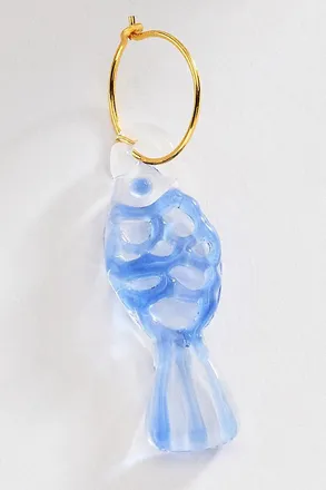 Levens Jewels Levens Fish Charm Hoop Earrings