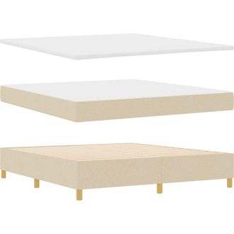 vidaXL Box Spring Bed with Mattress Cream 180 x 200 cm Fabric vidaXL