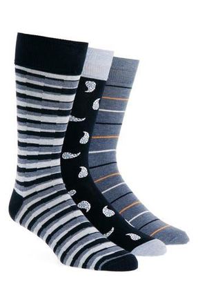 Lorenzo Uomo Assorted 3-Pack Crew Socks in Navy at Nordstrom Rack