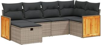 vidaXL Vidaxl - Set De Muebles De Jard&iacute;n 6 Pzas Y Cojines Rat&aacute;n Sint&eacute;tico Gris