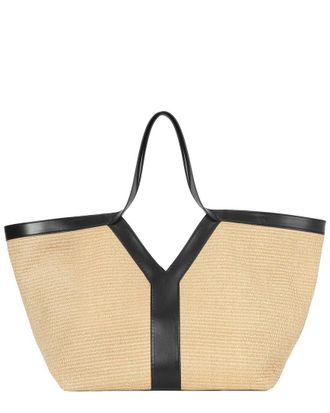 Tiffany & Fred Raffia & Leather Large Tote