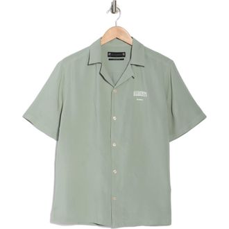 AllSaints Burman Camp Shirt in Mineral Green at Nordstrom Rack, Size Xx-Large