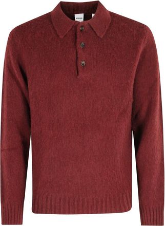Aspesi Geborstelde wollen polo trui - Heren - Ronde hals truien - Rood - XL - Wol - Truien & Vesten