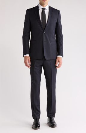 Cavalli Slim Fit Black Plaid Notch Lapel Wool Suit at Nordstrom Rack, Size 42 Us / 52 Eu