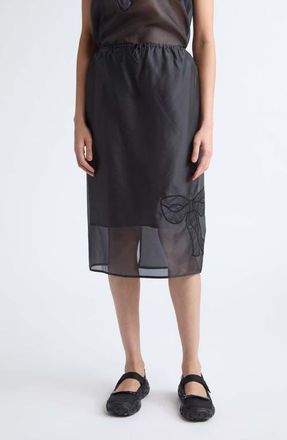 Cecilie Bahnsen Bria Embroidered Bow Silk Blend Organza Skirt in Black at Nordstrom, Size 10