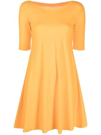 Patrizia Pepe boat-neck A-line mini dress - women - Spandex/Elastane/Polyamide - II - Orange