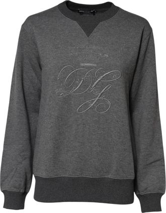 Dolce & Gabbana Womens Dg Logo-Embroidered Cotton Cashmere Sweatshirt Gray Sweatshirts