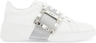 Roger Vivier Witte Rhinestone Skate Sneakers - Dames - Sneakers - Wit - 35 1/2 EU - Leer - Schoenen