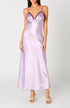 Nia Camille Satin Midi Slipdress in Lilac at Nordstrom, Size X-Large