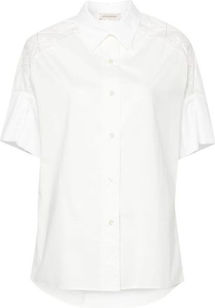 Gentryportofino sheer-panel cotton shirt - women - Cotton - 40 - White
