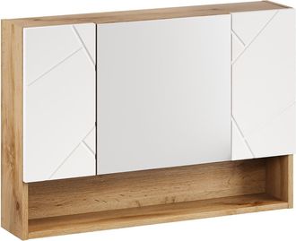 Badplaats Armario Con Espejo Manello 80 X 17 X 60 Cm - Roble Con Blanco Ma