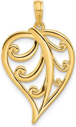 Diamond2Deal 14k Yellow Gold Polished Leaf Pendant