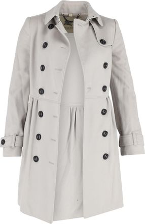 Burberry Pre-owned Womens Double Breasted Trench Jacket in Grey Cotton - Size 4 UK