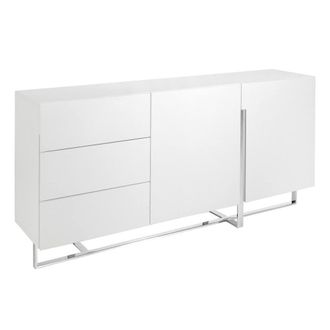 Angel Cerd&aacute; White Lacquered MDF Sideboard with Chrome-Plated Legs