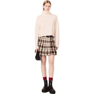 Maje Rhinestone checked kilt in Big Brown Check at Nordstrom, Size 36 Eu