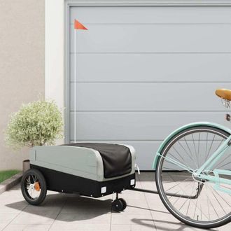 vidaXL Vidaxl - Remolque Para Bicicleta Hierro Negro Y Gris 30 Kg