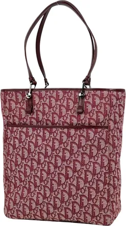 Dior Trotter Bordeaux Canvas Leather Tote Bag (Pre-Owned)