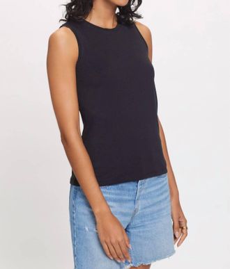 Goldie London Organic Sleeveless Crew Tank In Black