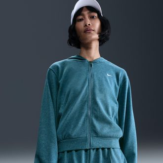 Nike Womens Nike Sportswear Chill Terry Loose Full-Zip French Terry Hoodie in Blue | FN2415-006