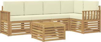 vidaXL Conjunto De Sof&aacute;s De Exterior 6 Uds. Blanco Y Crema Poli&eacute;ster Vidaxl