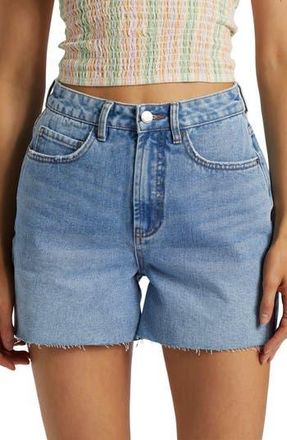 Billabong Riley High Waist Cutoff Denim Shorts in Faded Indigo Fray at Nordstrom Rack, Size 24