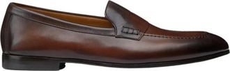 Doucal's Bruine leren penny loafers - Heren - Loafers - Bruin - 41 1/2 EU - Leer - Schoenen