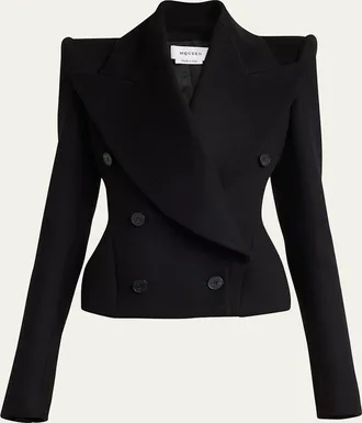 Alexander McQueen Wrap Double-Breasted Wool Cashmere Blazer