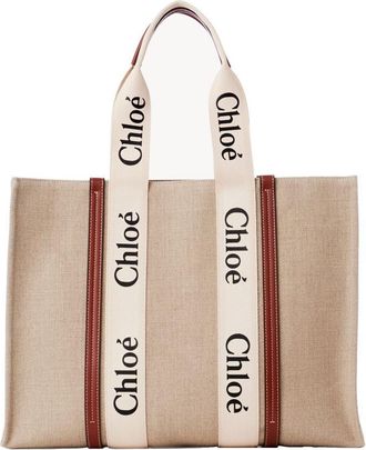 Chlo&eacute; Large Woody Tote In Linen Bags