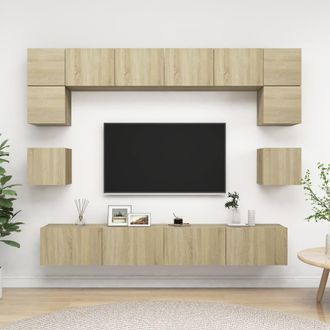 vidaXL Vidaxl - Muebles De Pared De Tv 8 Pzas Aglomerado Color Roble Sonoma