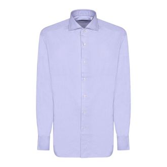Dell'Oglio Long Sleeve Shirt - Heren - Zakelijke Overhemden - Blauw - S - Katoen - Overhemden