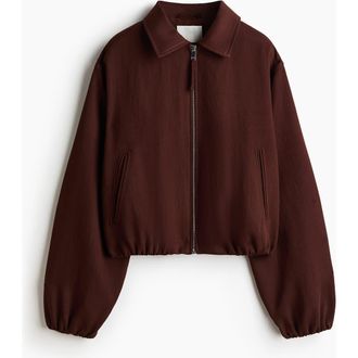 H&M Oversized Bubble-hem Jacket in Dark Rust Brown at Nordstrom, Size Xx-Small