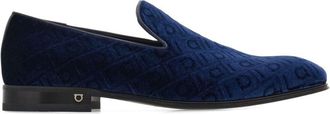 Ferragamo velvet loafers - men - Fabric/CALFSKIN - 8EEE - Blue