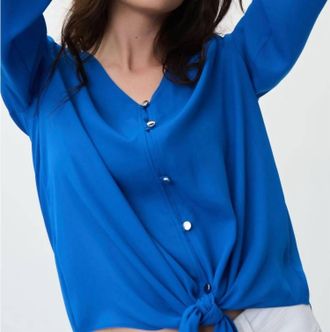 Joseph Ribkoff Rib Off Long Sleeve Top In Blue