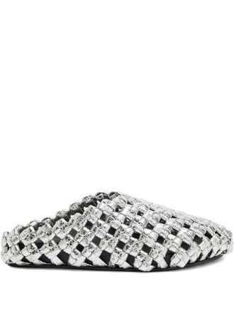 A.W.A.K.E. weaved clog mules - Silver