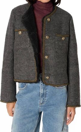 BERENICE Melrose Chain Trimmed Jacket With Sherpa Lining In Grey