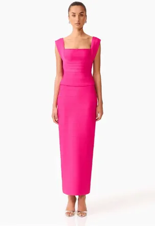 Elliatt Naomi Fitted Top And Skirt Set In Fuchsia