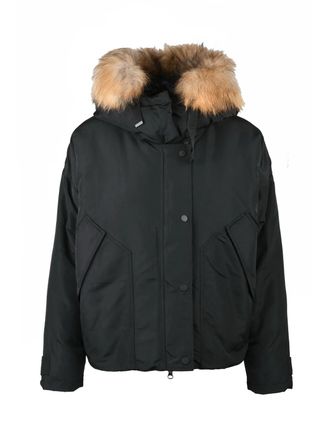 Bomboogie Iconic Black Bomber Coat with Removable Fur Trim