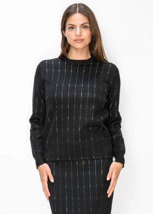 YAL New York Long Sleeve Textured Knit Sweater in Black