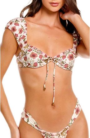 Agua Bendita Lupita Cap Sleeve Bikini Top in Pink at Nordstrom, Size Medium