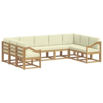 vidaXL Conjunto De Sof&aacute;s De Exterior Con Coj&iacute;n 9 Pcs Blanco Y Crema Vidaxl
