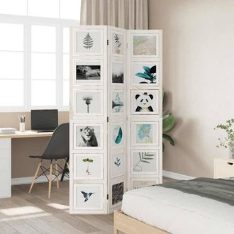 Berkfield Home Room Divider 3 Panels White Solid Wood Paulownia