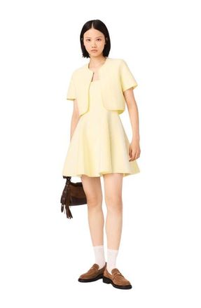 Maje Cropped fancy knit cardigan in Pale Yellow at Nordstrom, Size X-Small