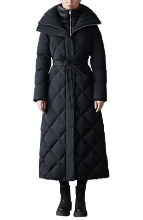 Mackage Laurella 2-in-1 Belted Quilted Down Long Coat in Black at Nordstrom, Size X-Large