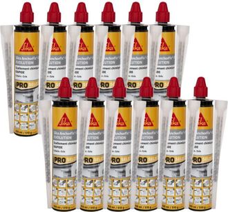 Sika Juego De 12 Selladores Qu&iacute;micos R&aacute;pidos Sika Anchorfix-1 Evolution - Gris - 300ml