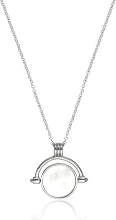 Lily & Roo Silver Mother of Pearl Spinning Disc Necklace