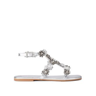 Carvela Womens Leather Organza Sandal Sandals - Silver - Size UK 6