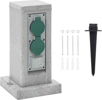 vidaXL Vidaxl - Enchufe De Exterior Con Estaca 4 V&iacute;as Apariencia Piedra Gris